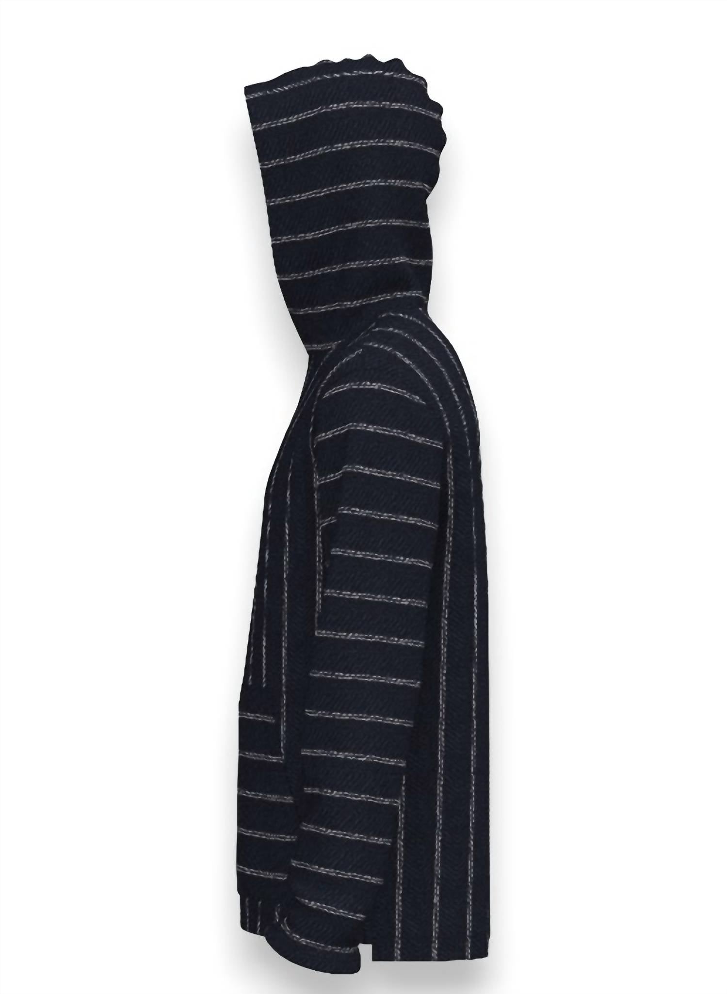 Faherty Whitewater Classic Hoodie in navy point stripe - men's shirt - detail view