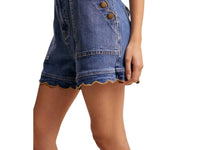 Listicle - Women's Scallop Button Denim Shorts