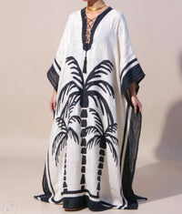 Journey XX Women's Rebecca Linen Kaftan in beige - women's dress - alternate view