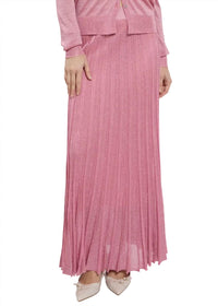 Maison Lurex Women's Pleated Skirt in malabar rose - women's skirt