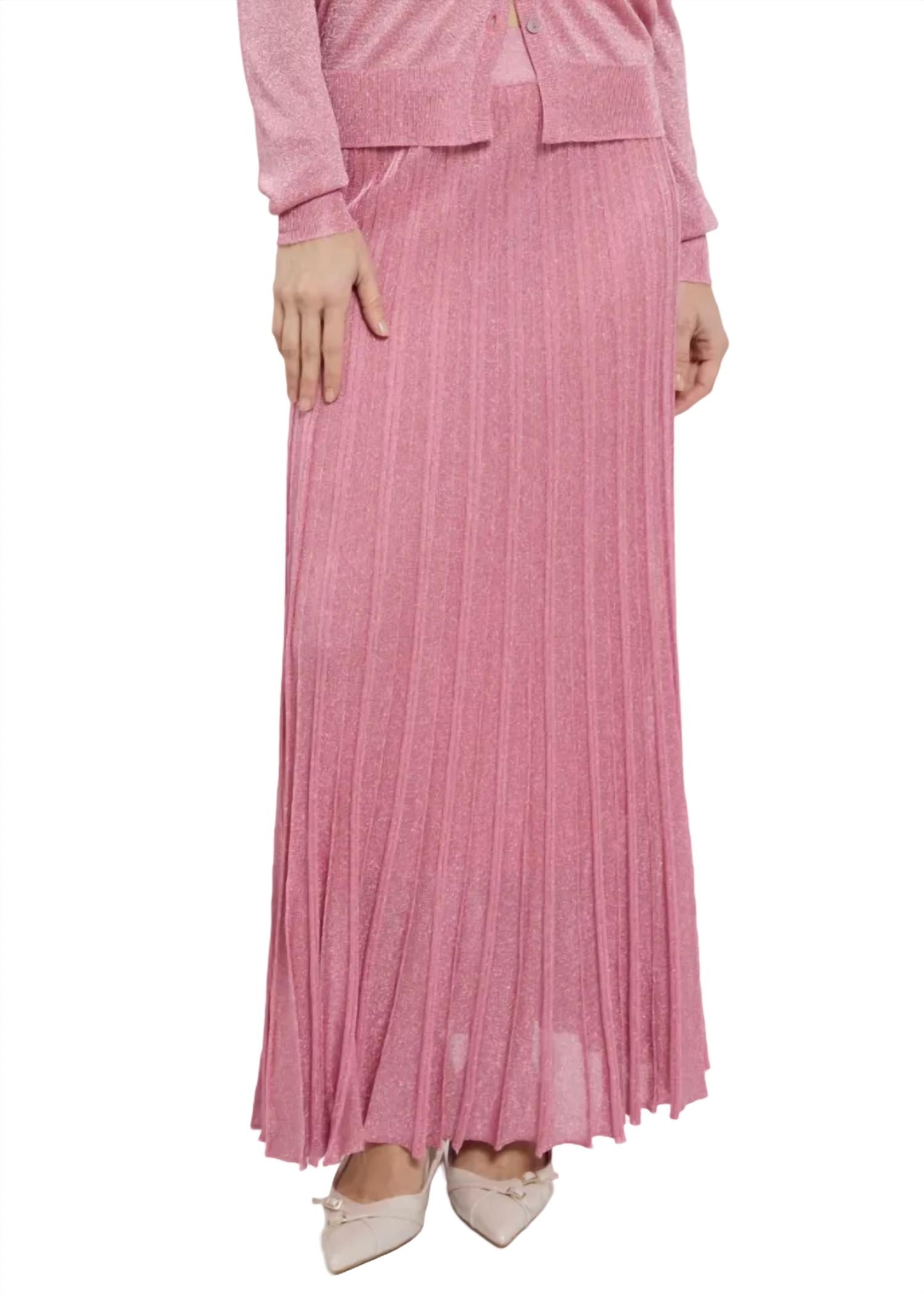 Maison Lurex Women's Pleated Skirt in malabar rose - women's skirt