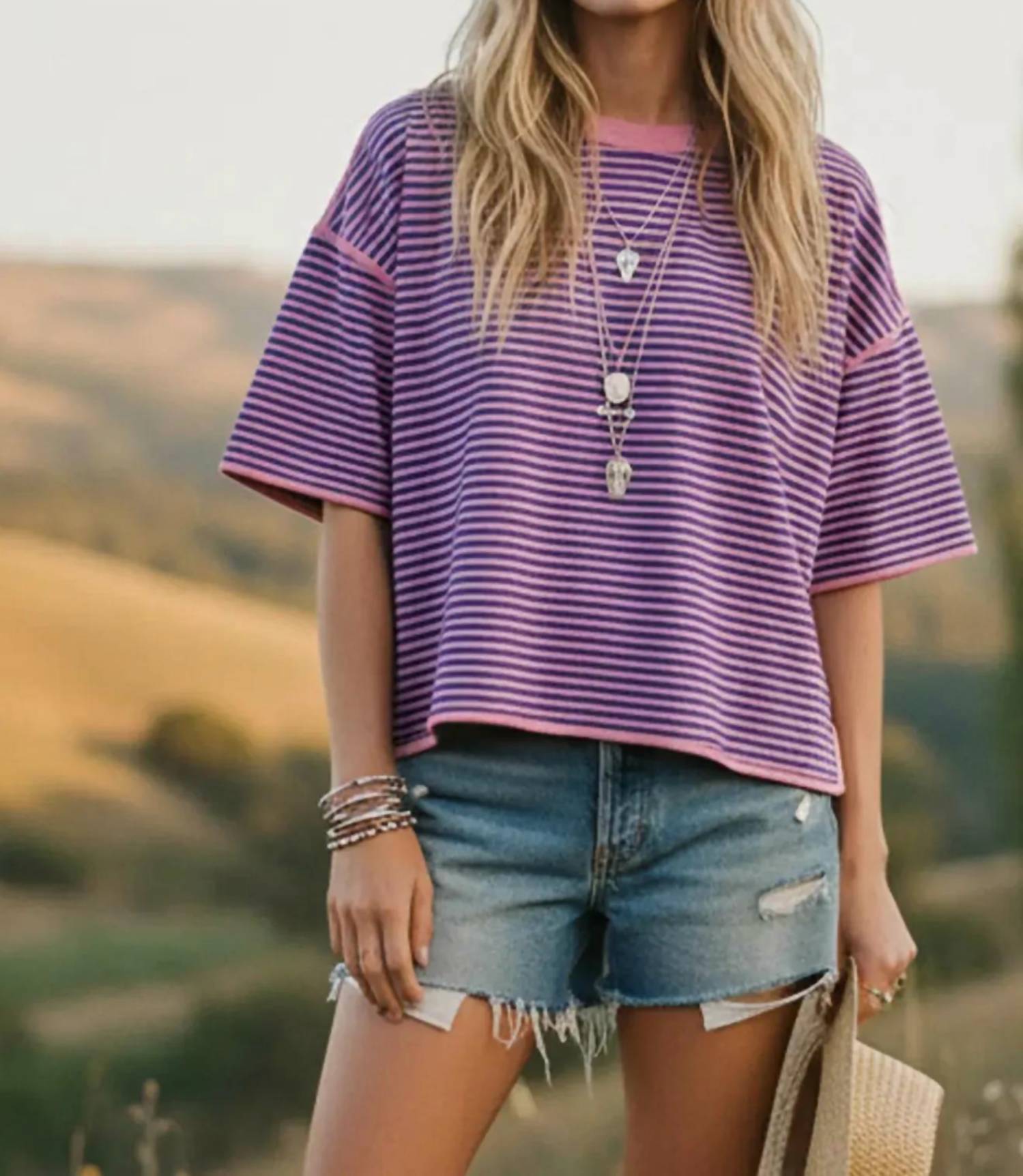 Sewn And Seen - Striped Oversized Knit Top