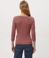 Michael Stars Angelina Shine V-neck Tee in muse - women's long sleeve top - alternate view