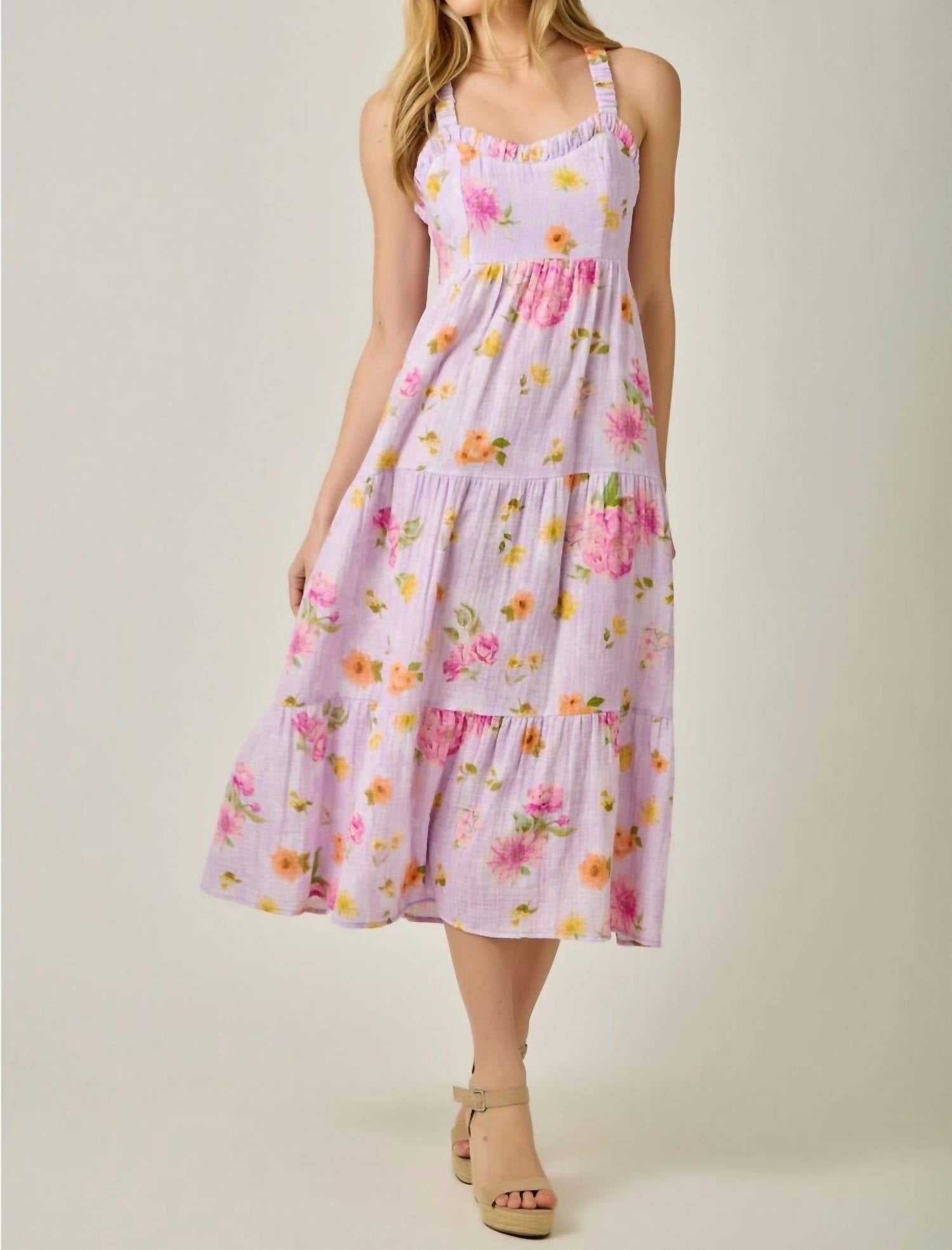 Mystree - Double Gauze Cotton Floral Midi Dress