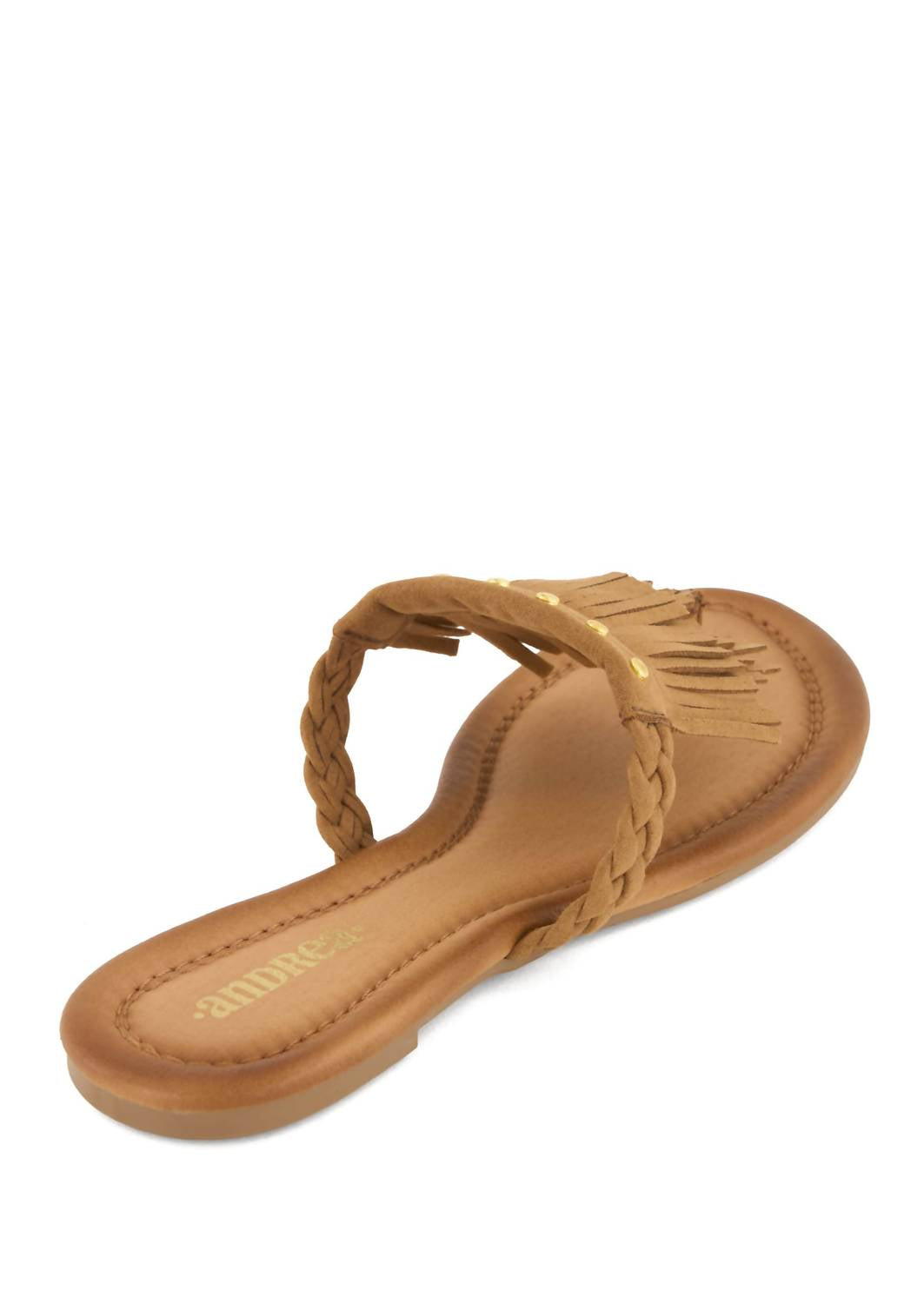 Andrea Women's Braided Strap And Fringe Sandal in honey - women's sandal - detail view