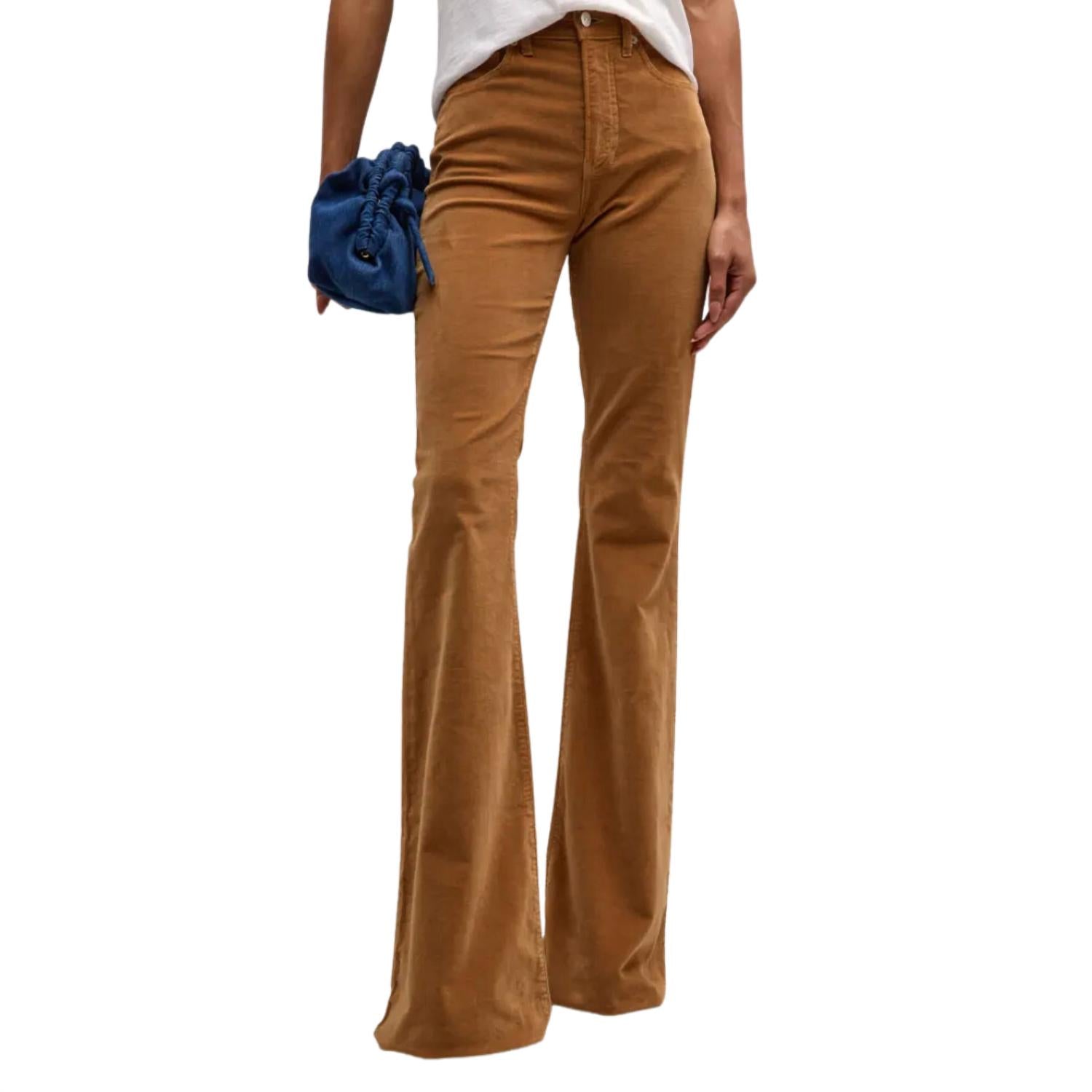 Veronica Beard Sheridan Bell Bottom Jean in camel in camel - women's pants