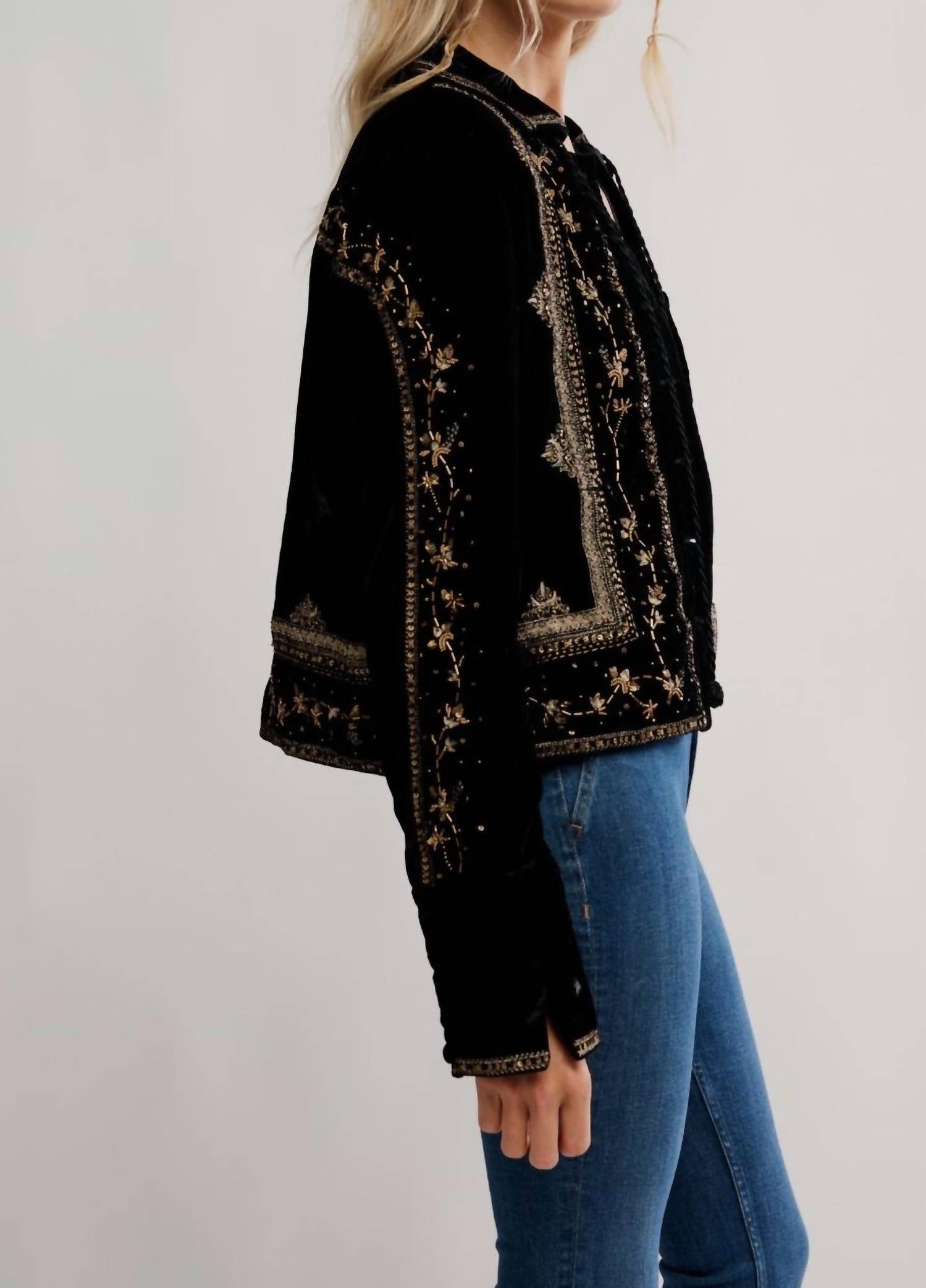 Free People - Maxxie Embellished Velvet Jacket