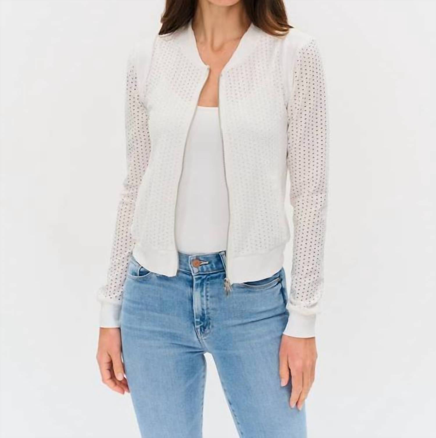 Six/Fifty - Cutout Knit Zip Up Jacket