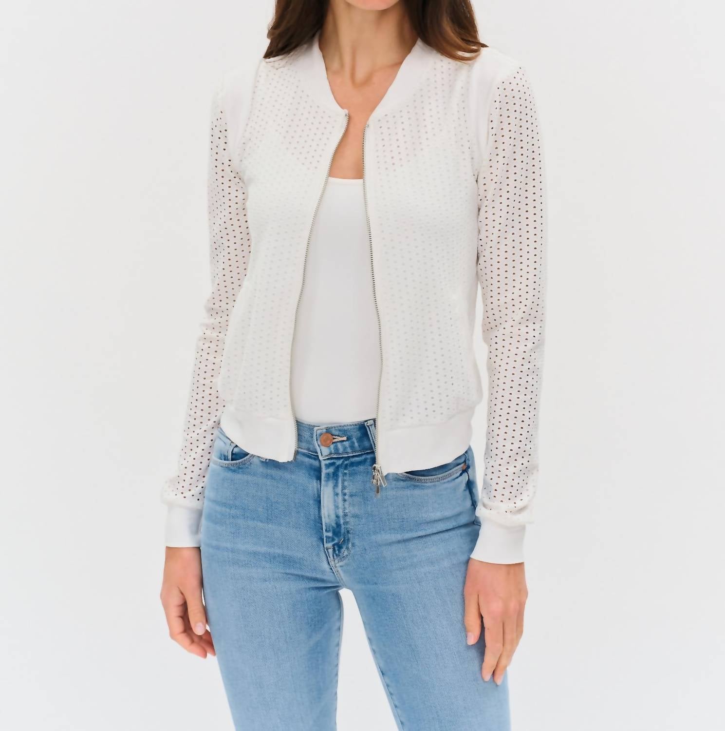 Six/Fifty - Cutout Knit Zipup Jacket