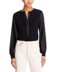 Six/Fifty - Ribbed Satin Sleeve Top
