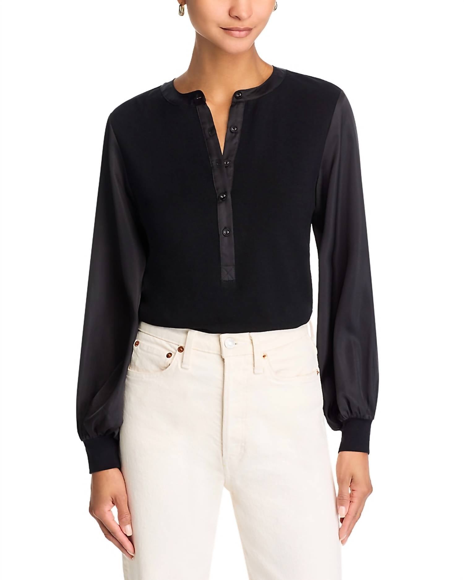 Six/Fifty - Ribbed Satin Sleeve Top