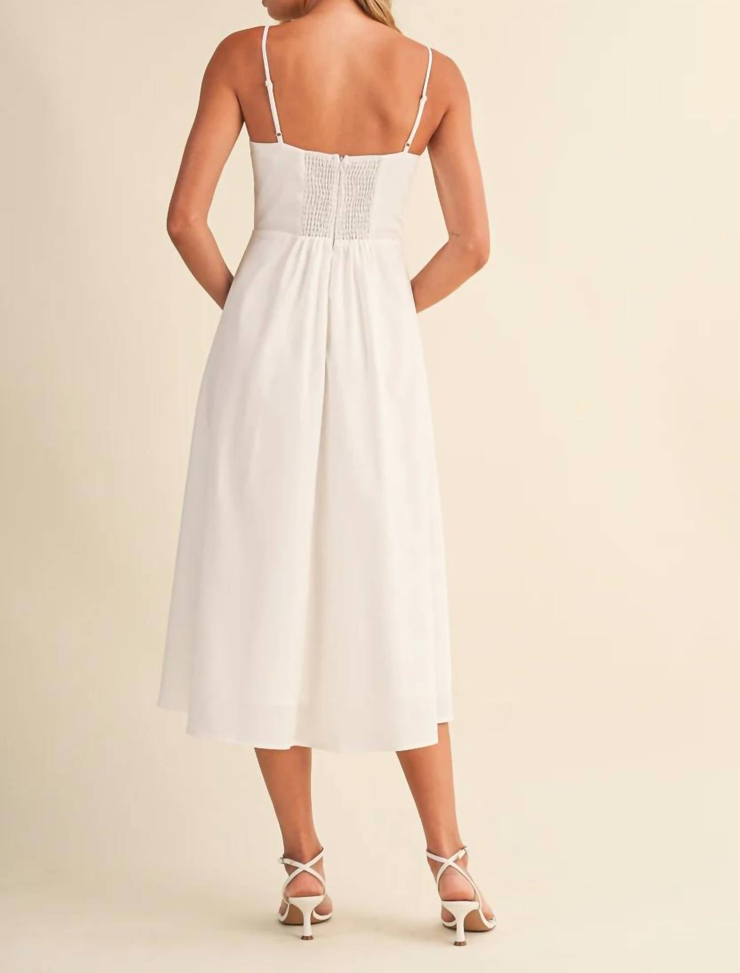 Klesis - Linen Spaghetti Strap Flared Midi Dress