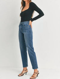 JUST BLACK DENIM The Everything Straight Leg Jean in blue - women's jeans - detail view