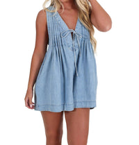 Veveret - Top Pick Pleated Denim Romper