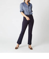Ann Mashburn Faye Flare Cropped Pant in navy ponte knit - women's pants