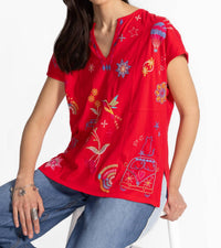 Johnny Was - LOULIA EASY PANELED V‑NECK TEE