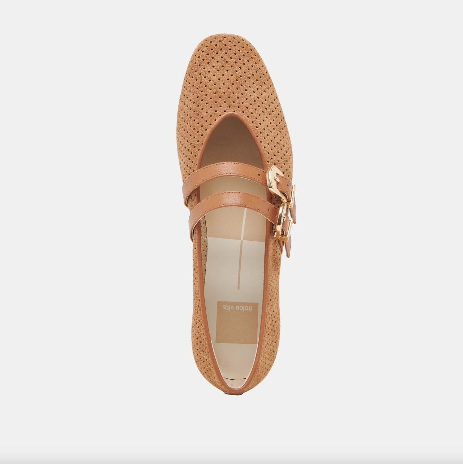 Dolce Vita Women's Baylee Ballet Flats in pecan perforated - women's flats - detail view