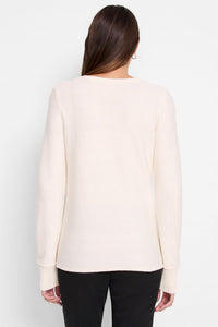 Nic + Zoe Baby Garter V-neck Sweater in classic cream - women's sweater - detail view