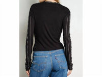 Kiwi - Embellished Mock Neck Long Sleeve Top