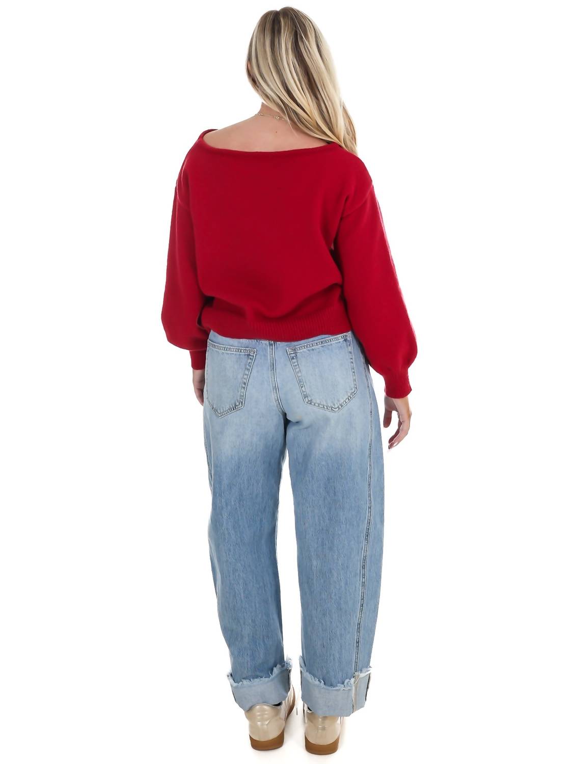 Le Lis - Simply Yours Off Shoulder Heart Sweater