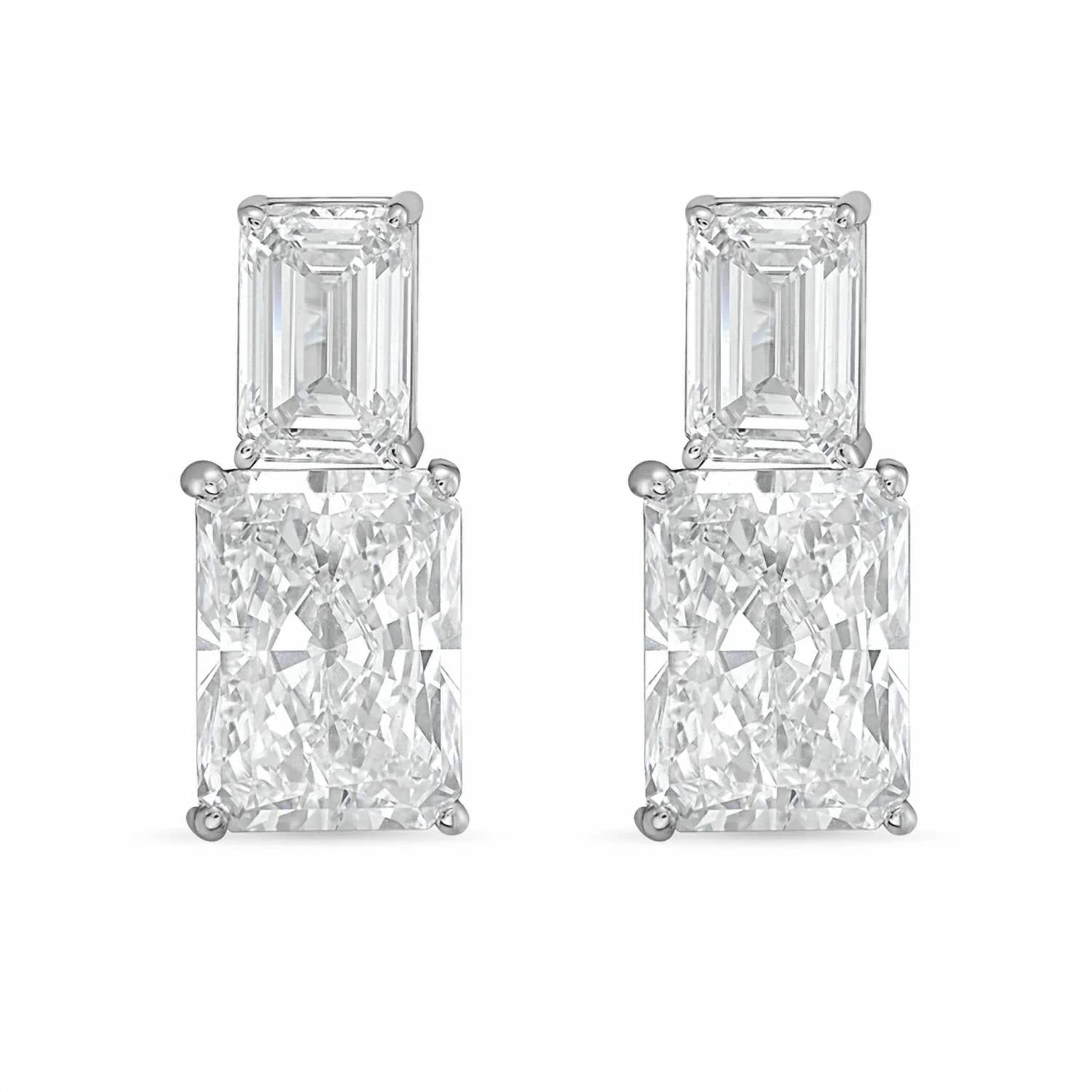 Diana M Jewels - Women's Emerald Lab-Grown Diamond Stud Earrings (12.00 Ct TCW) - Luxe