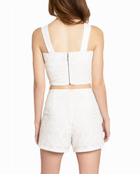 Nicole Miller - Embellished Eyelet Crop Top
