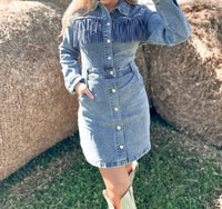 Blue B - Studded Fringe Western Denim Dress