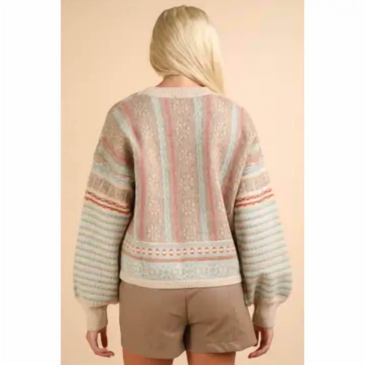 Very J - Women's Oversized Cozy Printed Knit Sweater