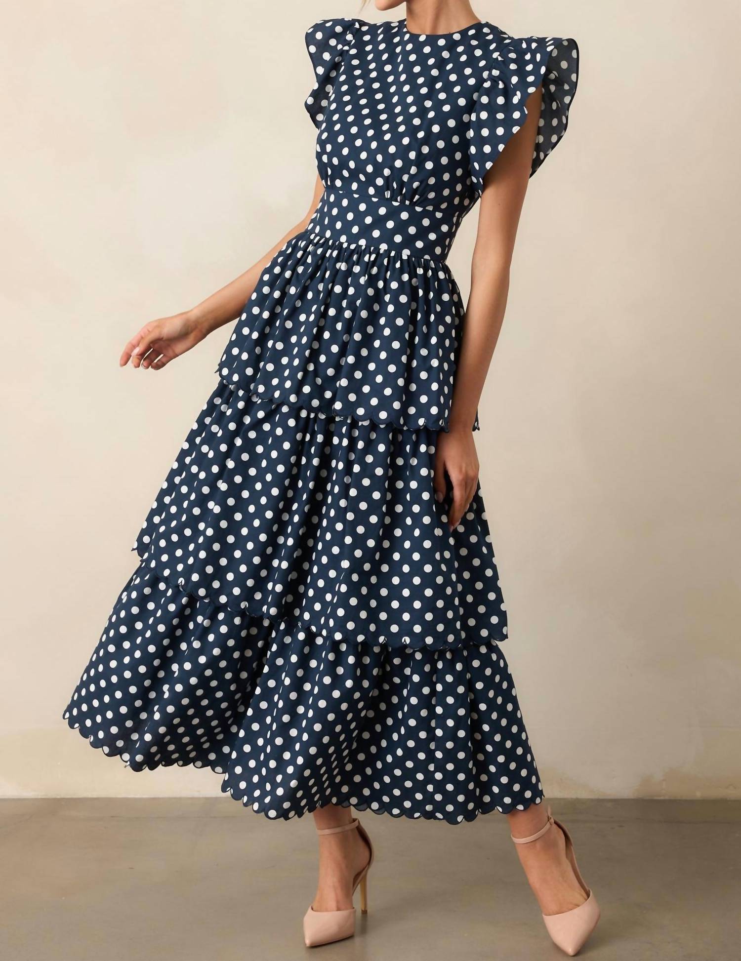 Prosperina Chelsea Polka Dot Dress in navy - women's dress - view 6