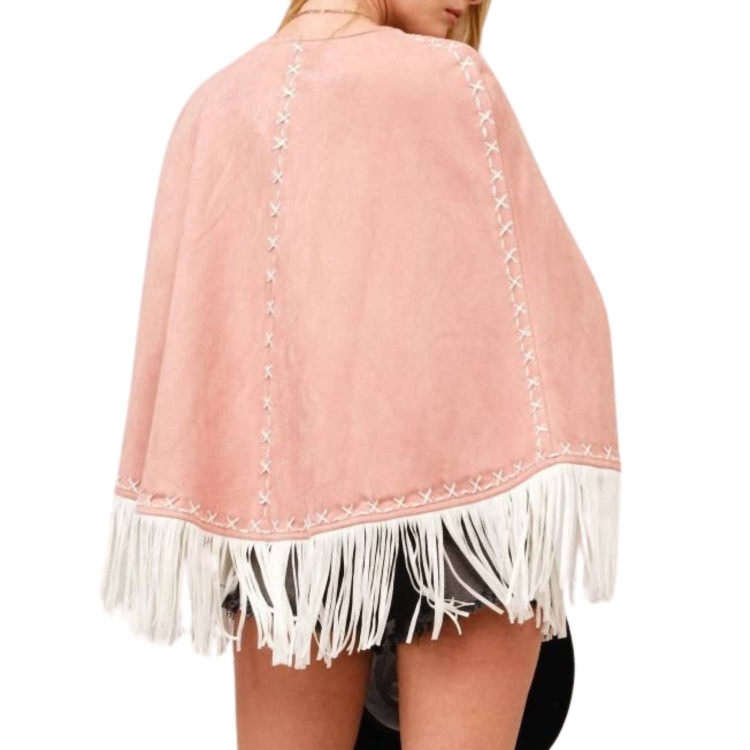 Blue B - Fringe Detail Open Cape Jacket