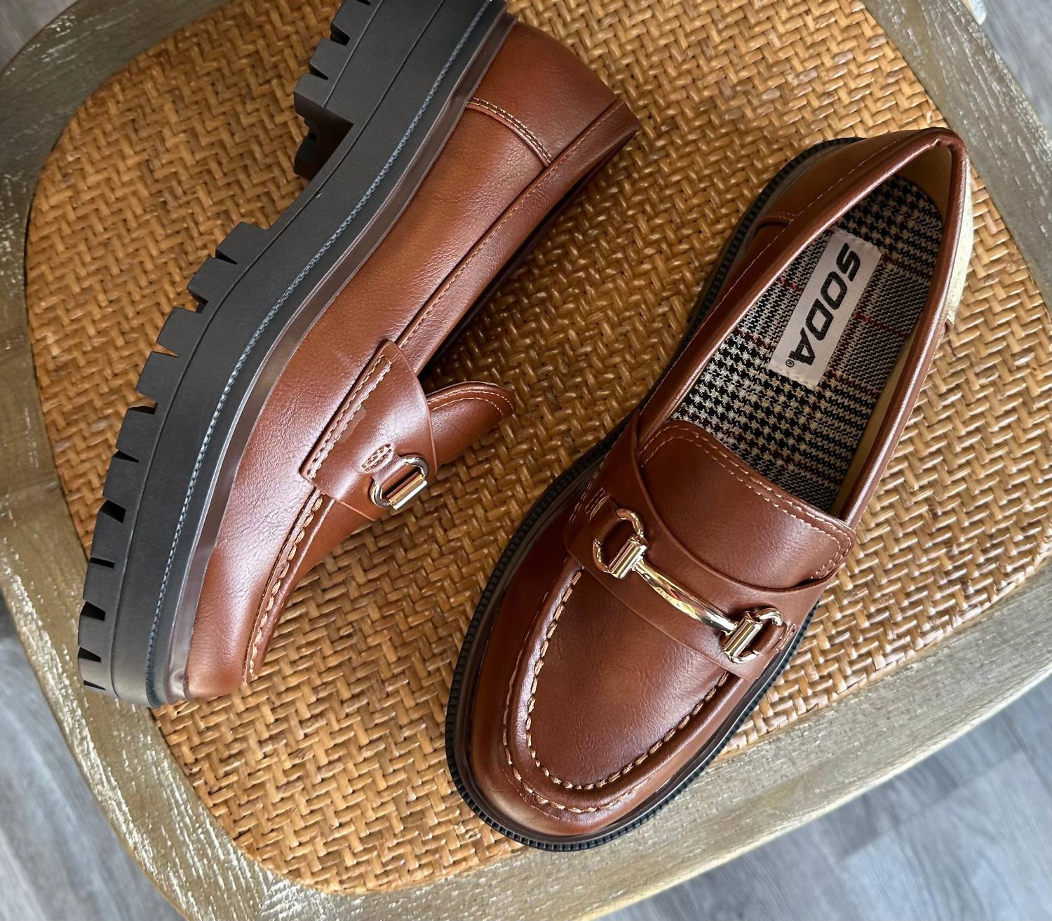 SODA Women's Theos Platform Loafer in cognac - women's flats - alternate view