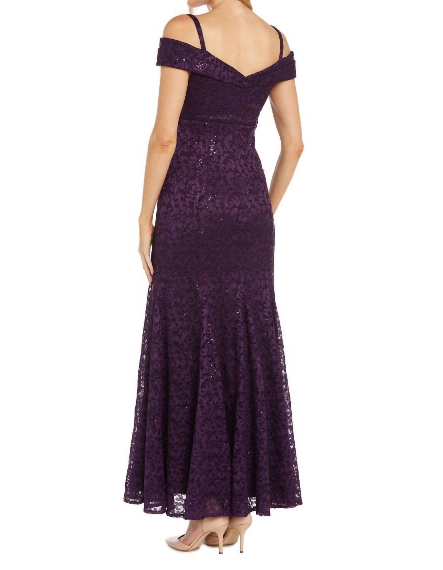 R&M Richards - Off The Shoulder Fishtail Evening Gown