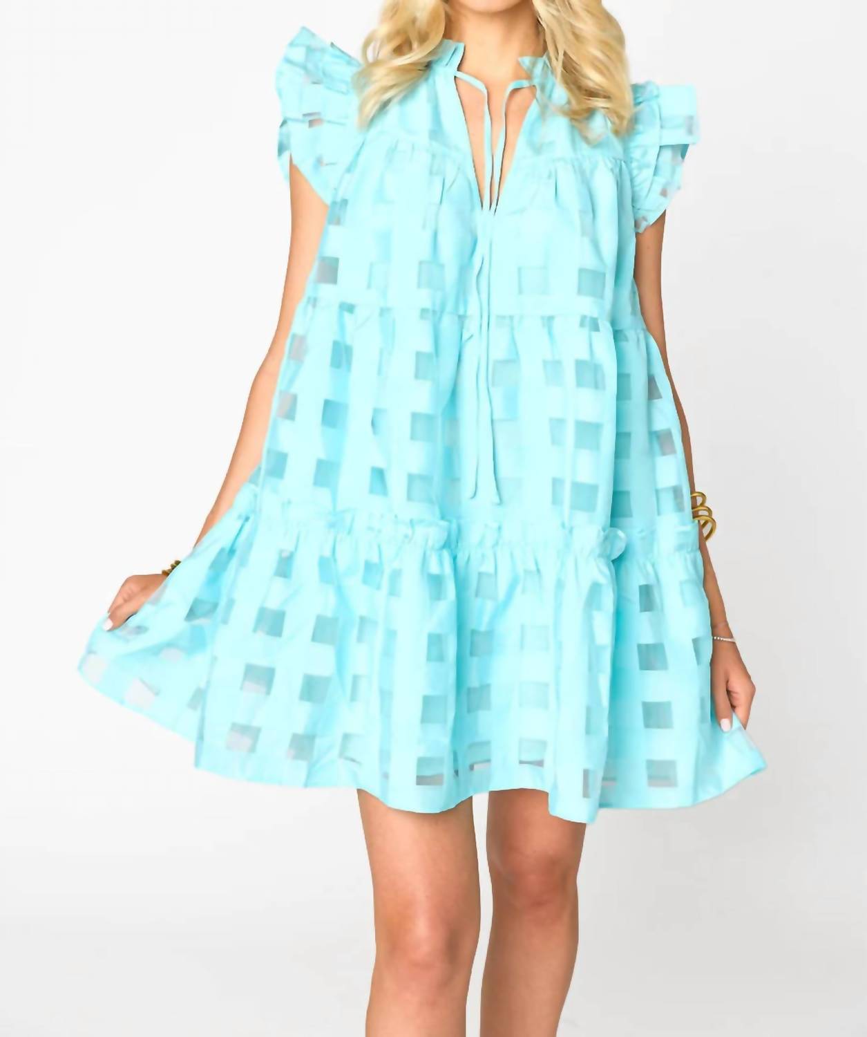 Buddylove - Aubrey Ruffle Shoulder Short Dress