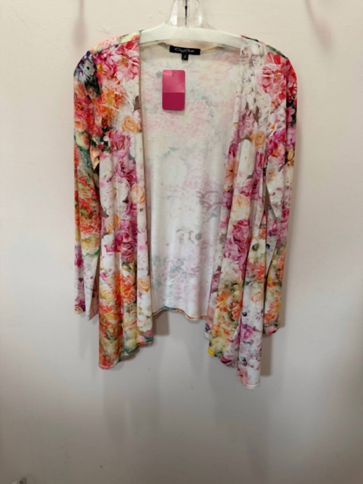 Cheryl Nash - Women's Floral Open Front Knit Cardigan