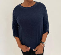 Elliott Lauren - Hannah Crew Neck Ruched Sleeve Tee