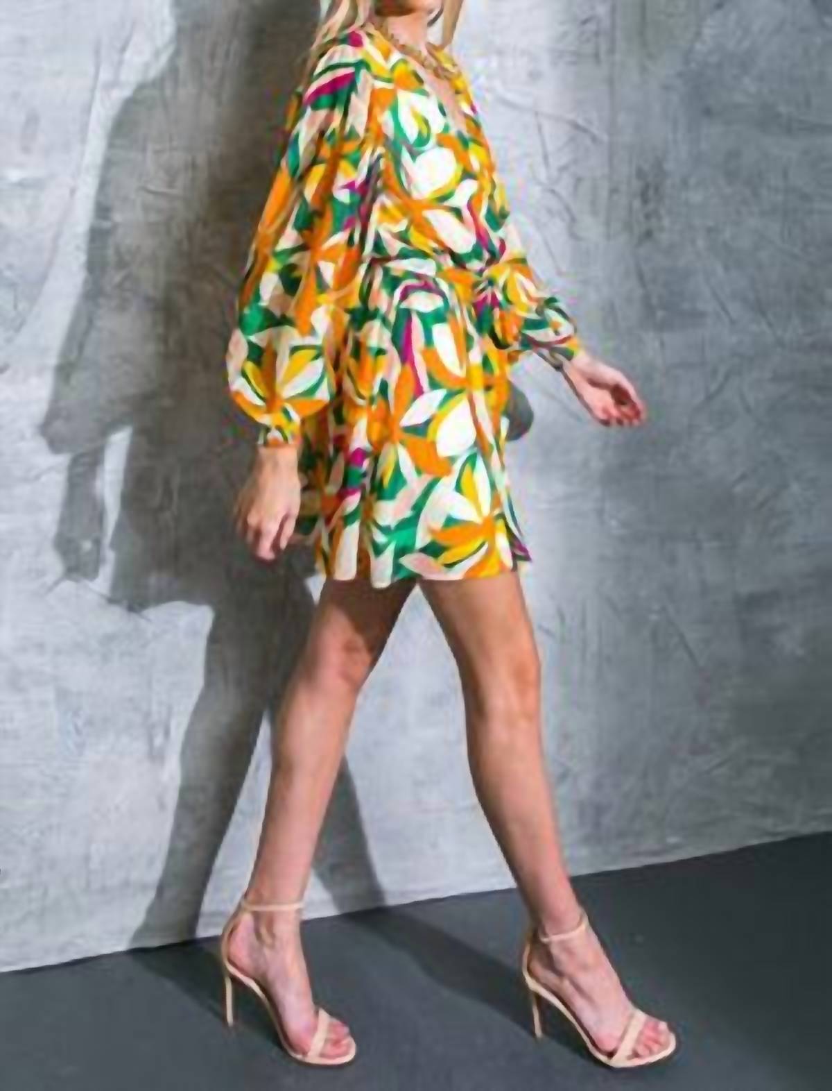 Flying Tomato - Emerald Sunset Surplice Mini Dress