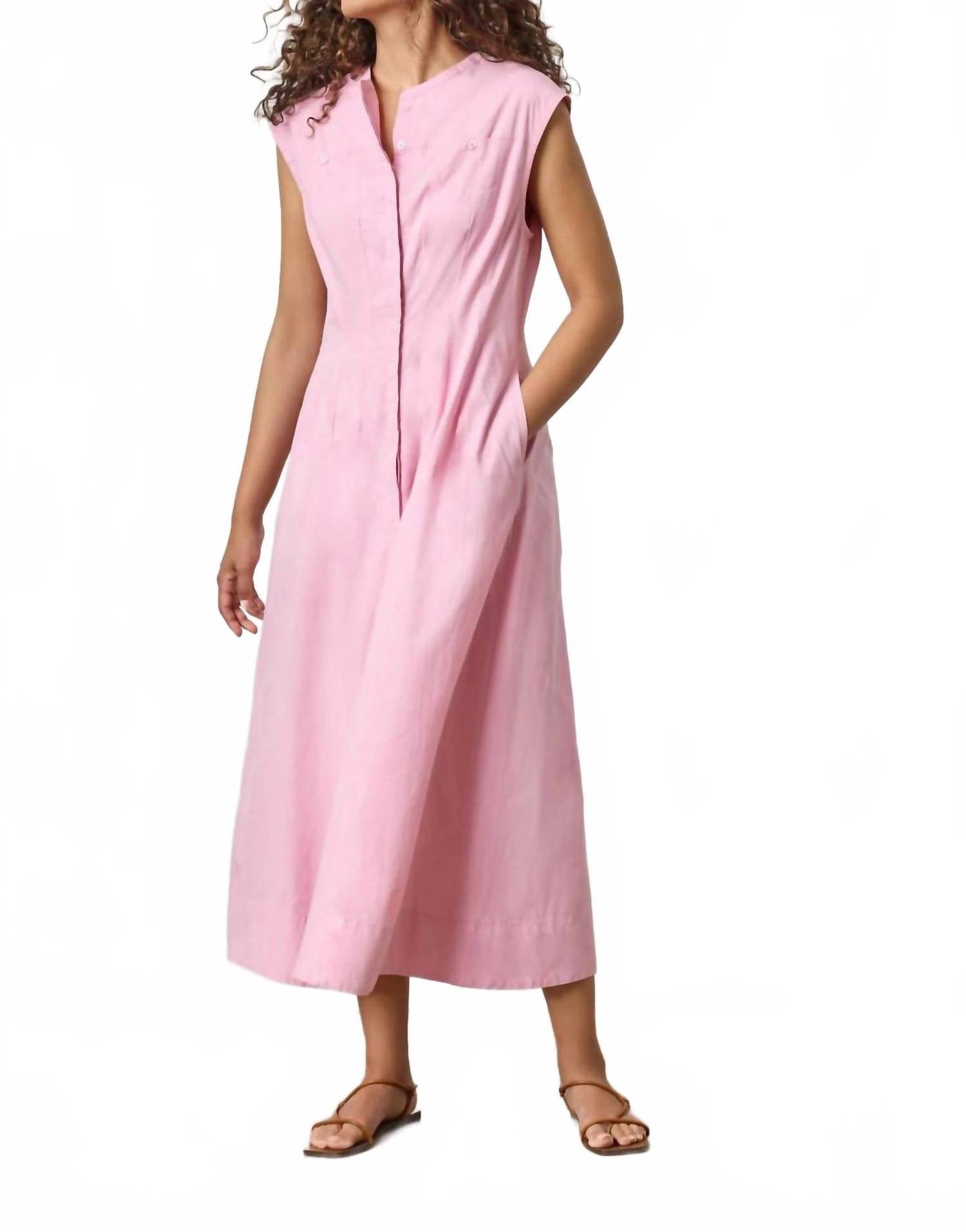 Lilla P Sleeveless Seamed Maxi Dress in taffy - women's dress - detail view