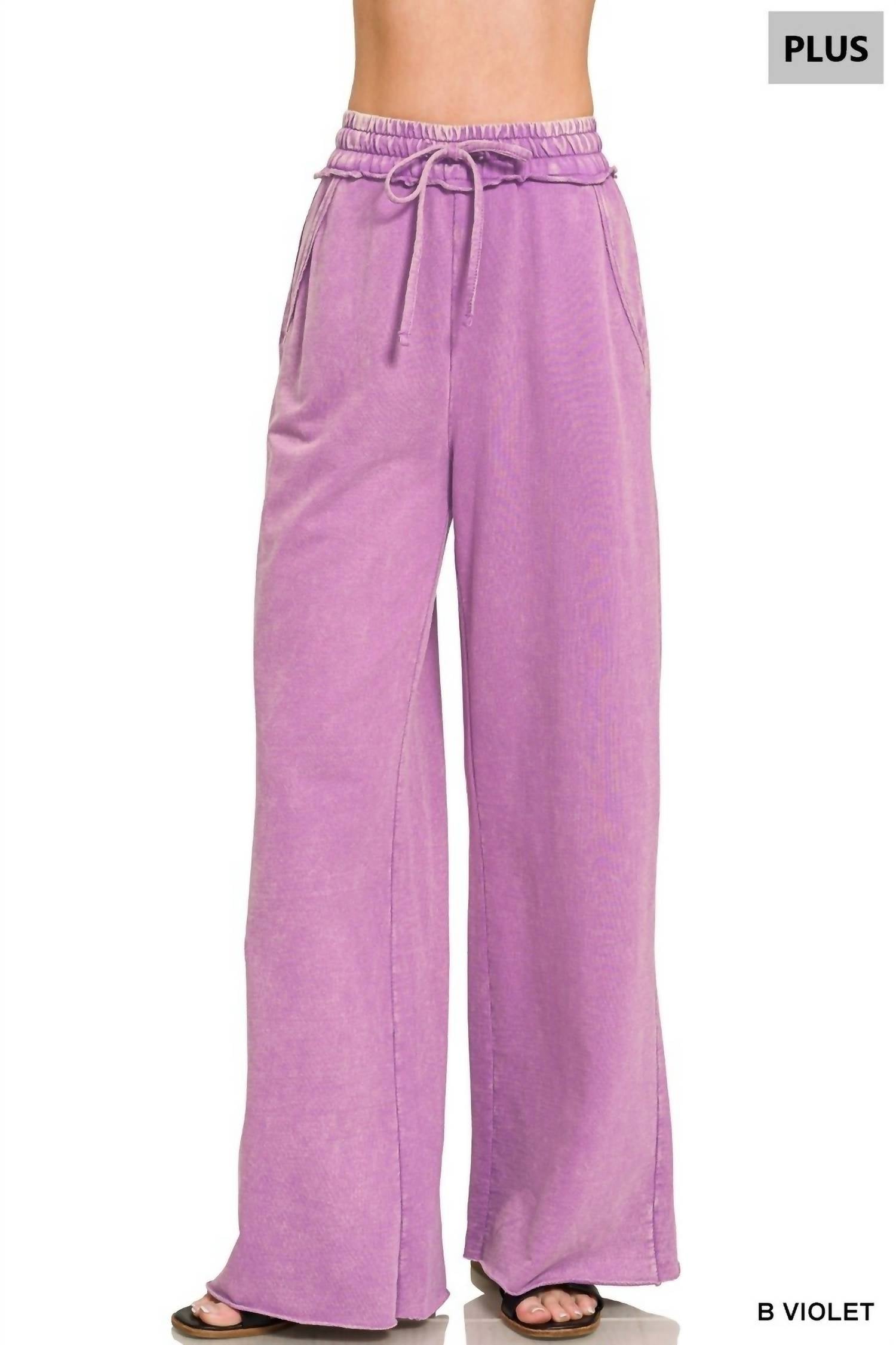 Zenana - French Terry Wide Leg Pants