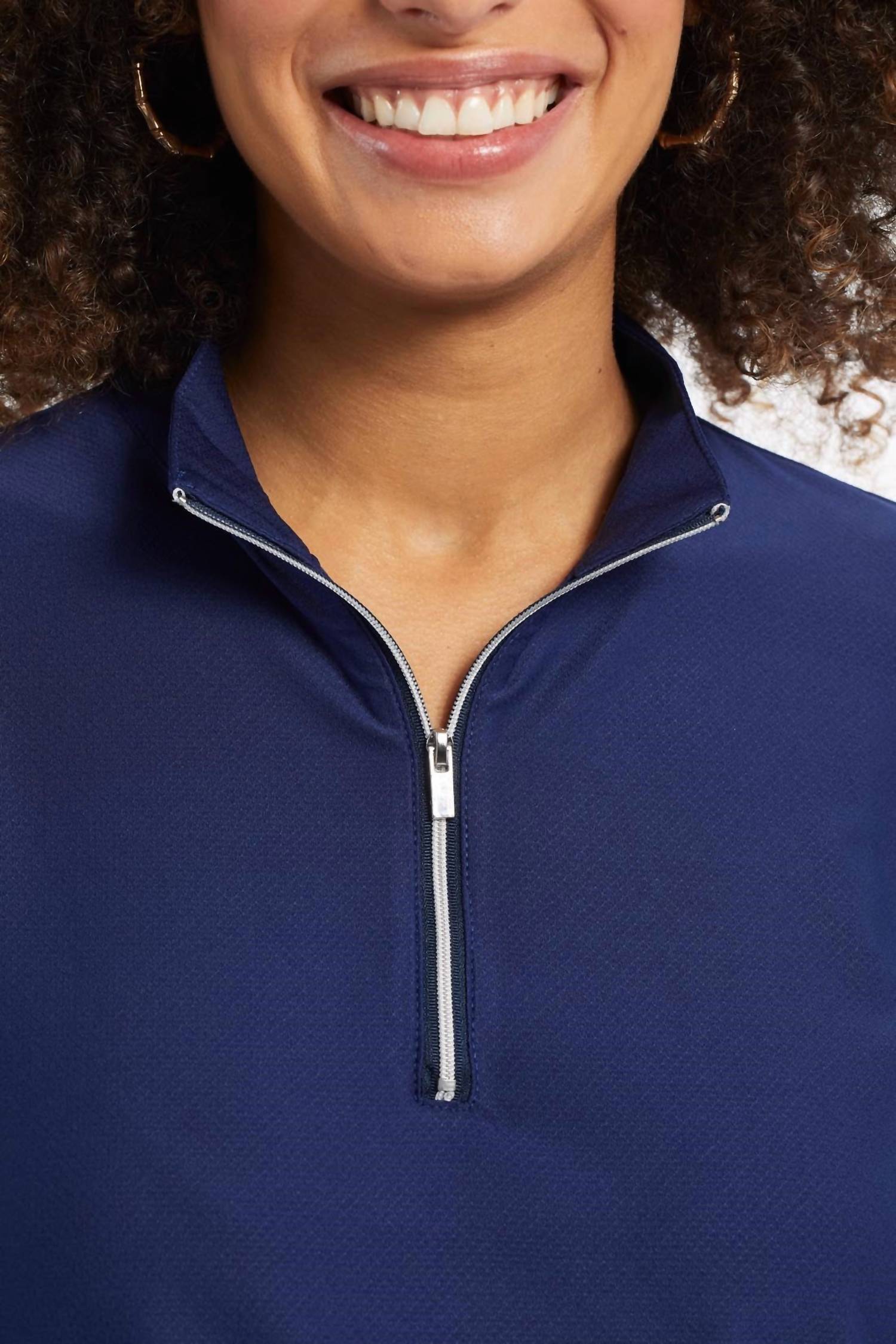 Tribal - Long Sleeve Zip Up Mock Neck Top