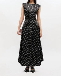 Ganni - Polka-dot Satin Corset Maxi Skirt