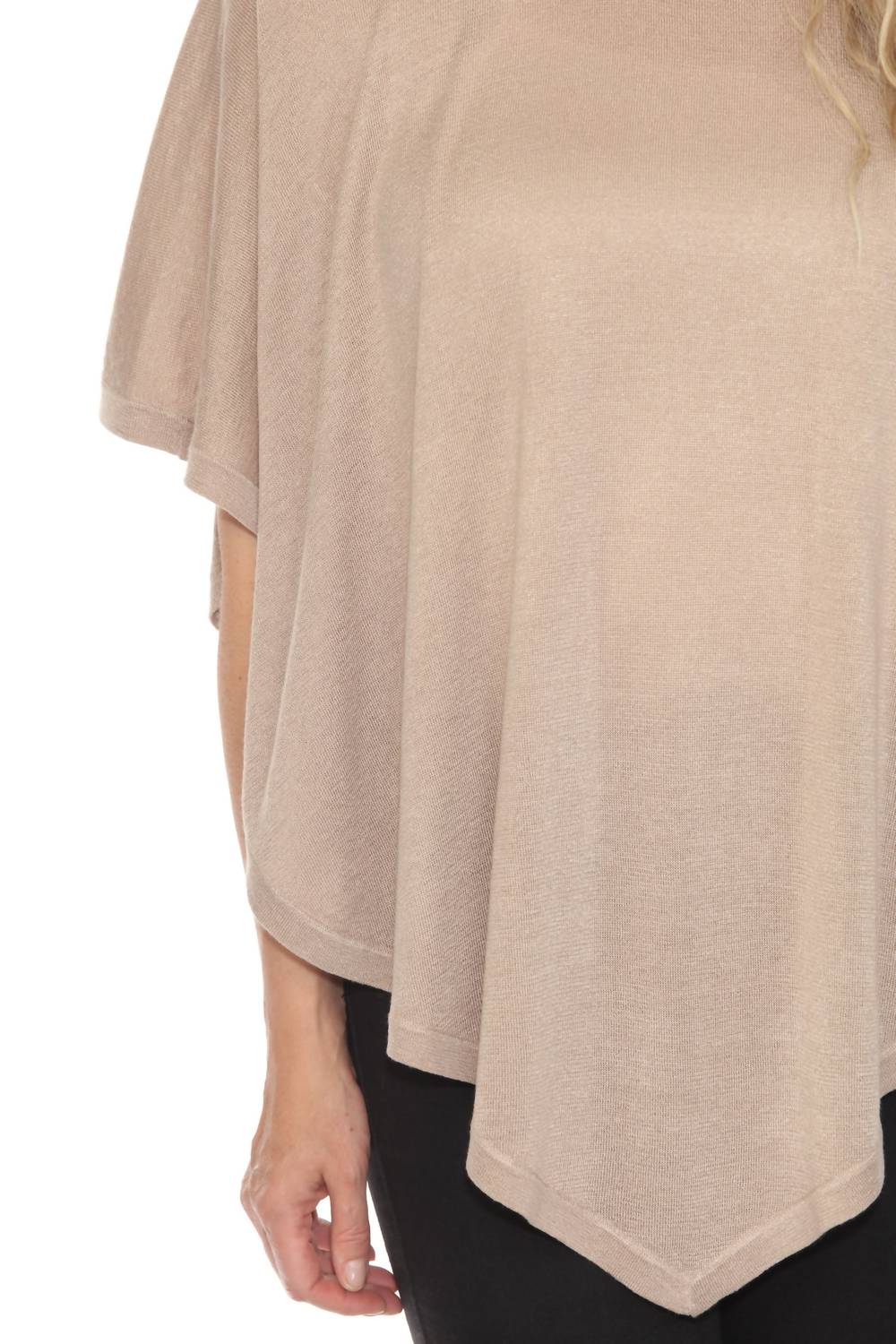 Joseph Ribkoff Metallic Sweater Knit Poncho Top in dune gold - women's sweater - view 5