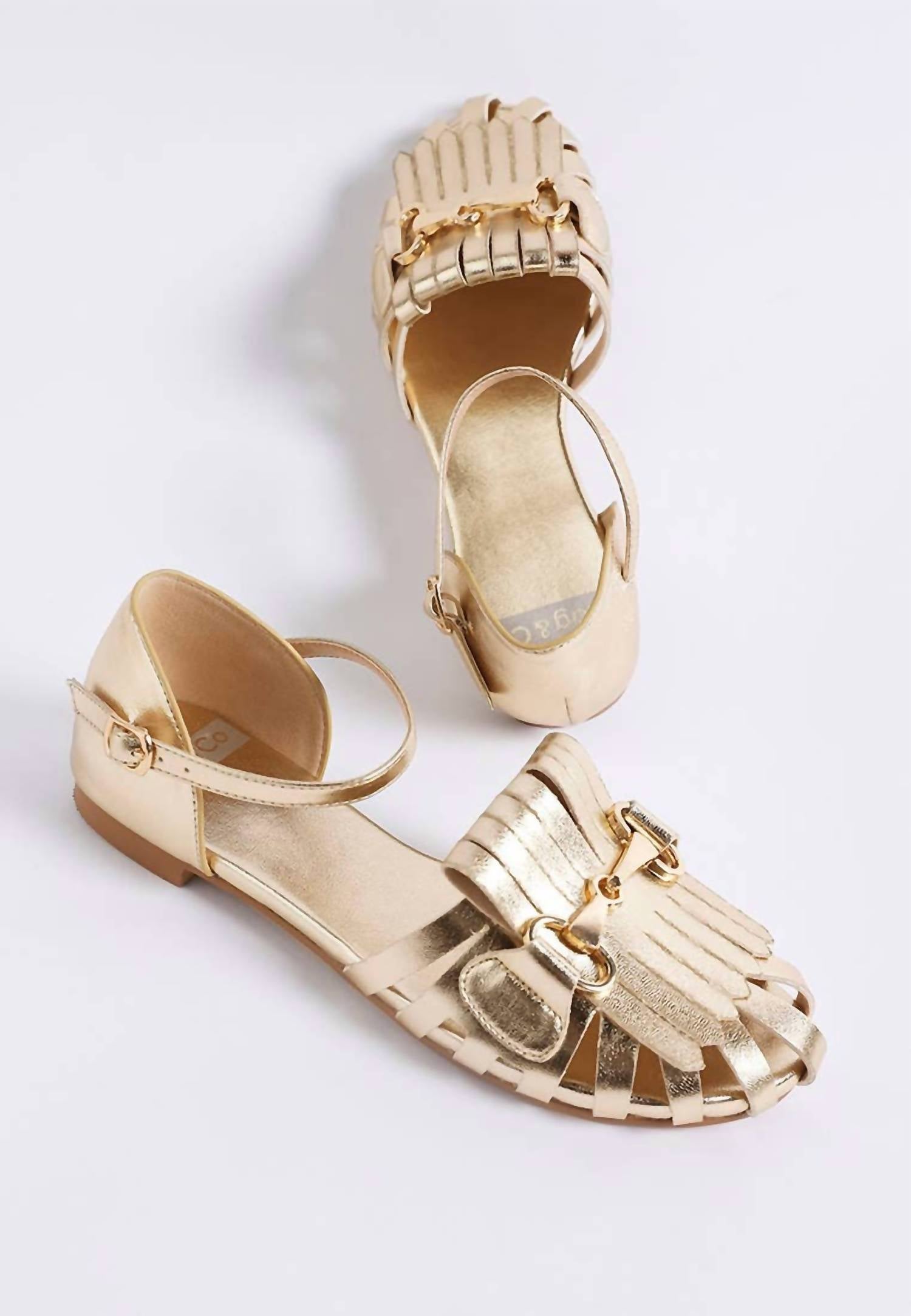 Rag Company - Women's Noori Metallic Fringe Flat Sandals