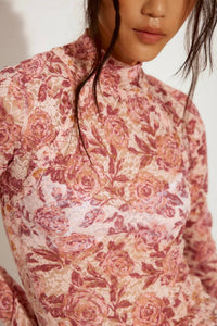 Free People - Lyric Sheer Lace Long Sleeve Turtleneck Top