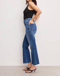 Good American - Soft Tech Cropped Mini Boot Jeans