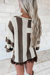 Dear Lover - Stripe Colorblock V-Neck Lightweight Sweater