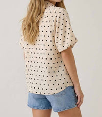 Doe And Rae - Polka Dot Bubble Sleeve Blouse