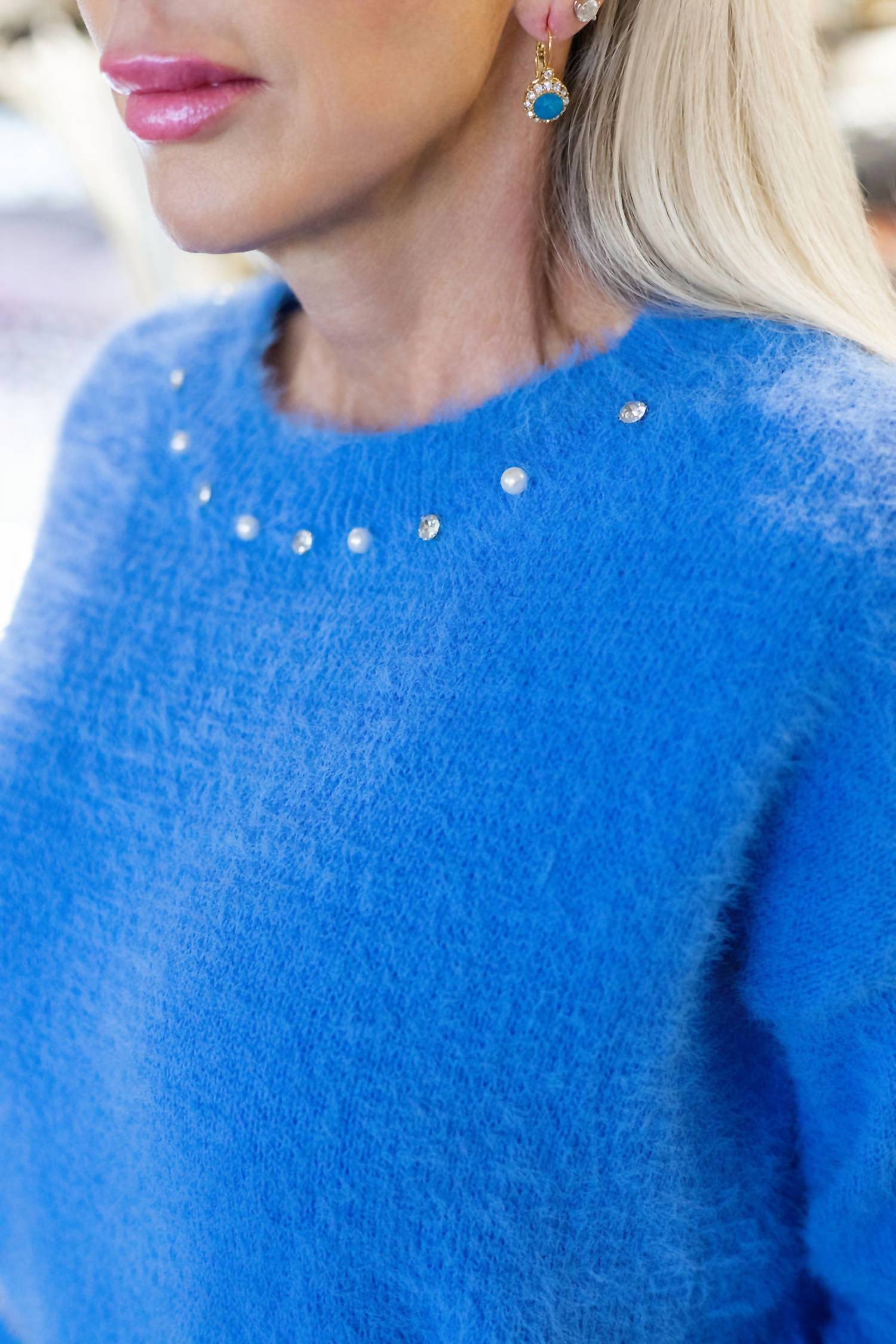 Easel - Bianca Stud & Pearl Sweater