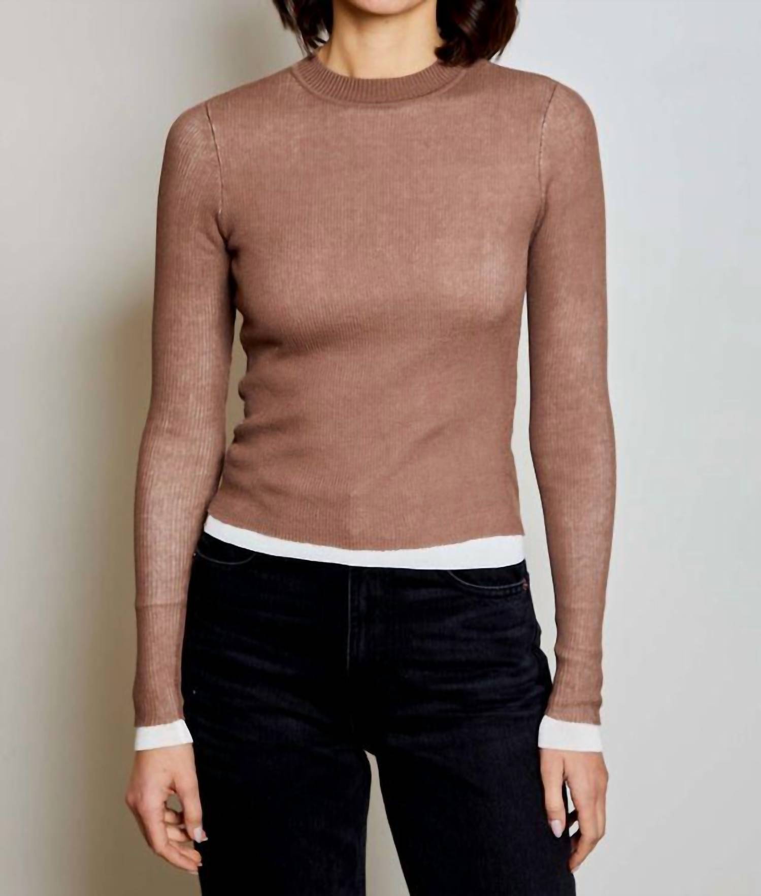 dh NEW YORK Harper Ribbed Sweater in mocha - women's sweater
