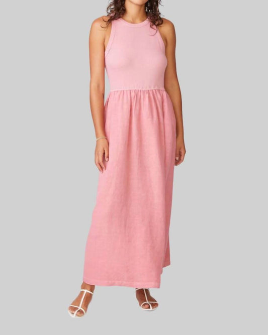 Stateside - Linen Mixed Media High Neck Maxi Dress