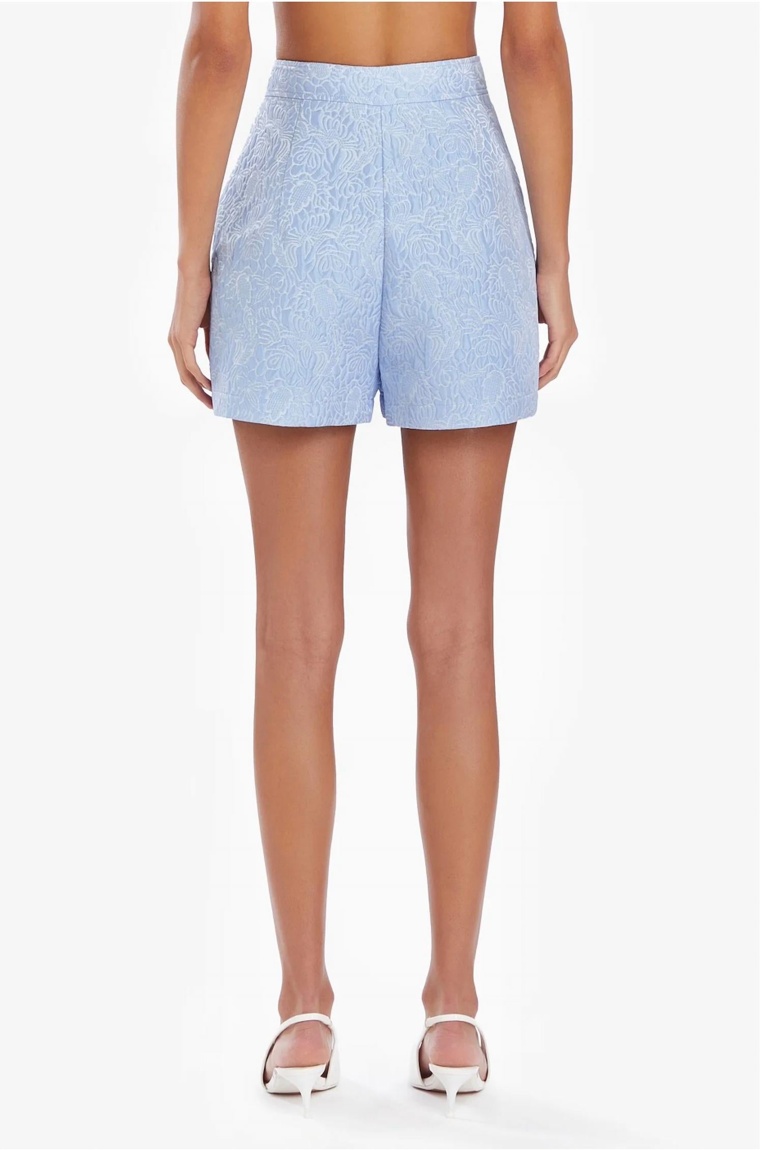 Amanda Uprichard Reeves Remington Brocade Shorts in powder blue - women's shorts - alternate view
